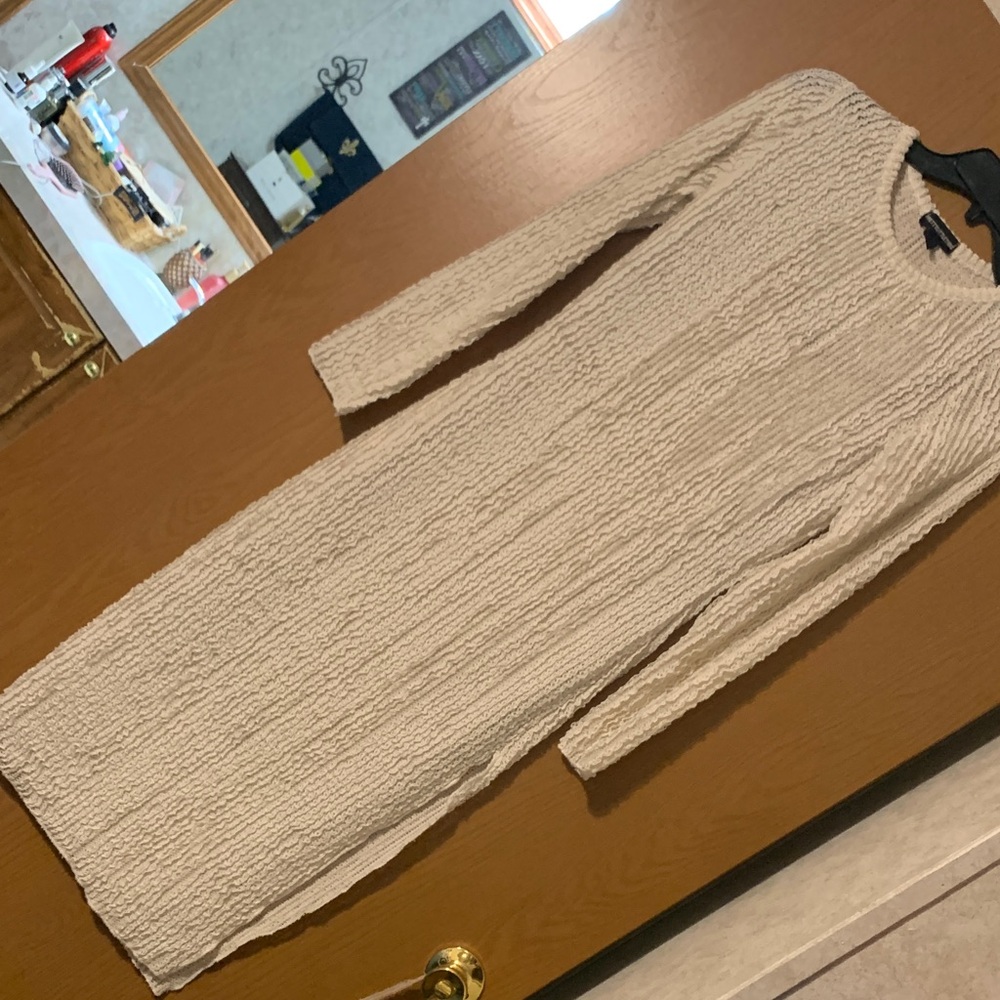 PrettyLittleThing Textured Cream Sweater Dress
